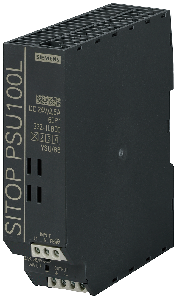 [Imagem do produto SITOP PSU100L ENTRADA 120/230V AC SAÍDA DC 24V/2.5A 6EP13321LB00 SIEMENS]