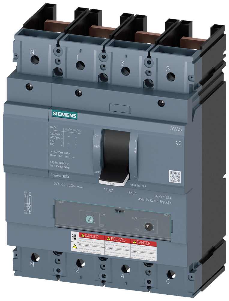DISJUNTOR UL FRAME 400 225 A DE 4 POLOS 65 KA TM FTAM SEM CONEXÃO 3VA53226EC412AA0 SIEMENS