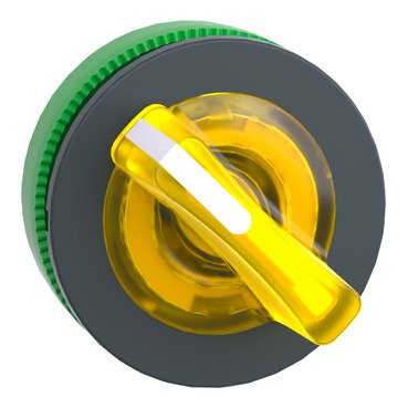 [Imagem CABEÇOTE PARA CHAVE SELETORA LUMINOSA FACEADA Ø30MM PLÁSTICO 2 POSIÇÕES RETORNO POR MOLA AMARELO ZB5FK1483 SCHNEIDER]