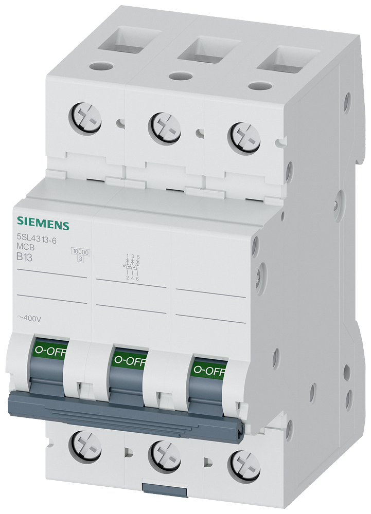 DISJUNTOR DE POTÊNCIA 400 V 10 KA 3 POLOS B 13A 5SL43136 SIEMENS