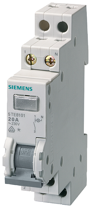INTERRUPTOR DE CONTROLO 20 A 2S 1 LÂMPADA 230 V 5TE8102 SIEMENS