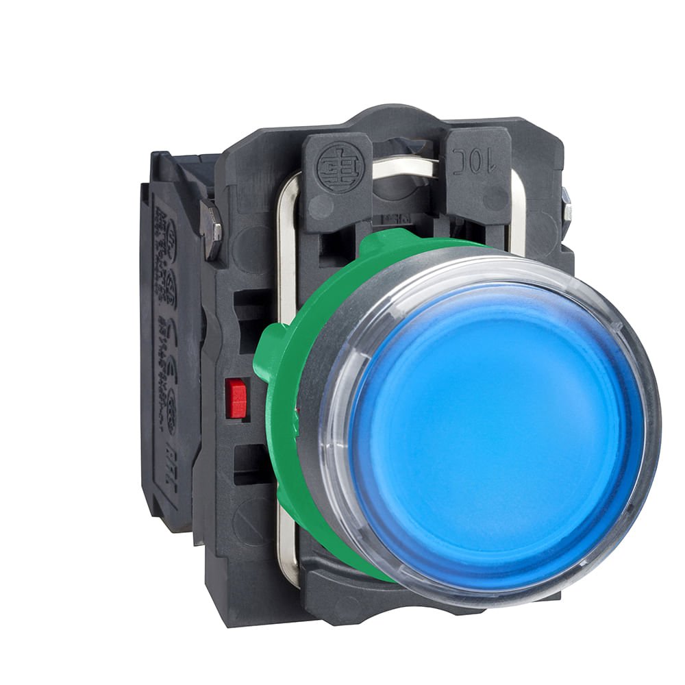 [Imagem BOTÃO LUMINOSO Ø22MM PLÁSTICO, RETORNO POR MOLA, AZUL, NA+NF, 24VCA/CC XB5AW36B5 SCHNEIDER]
