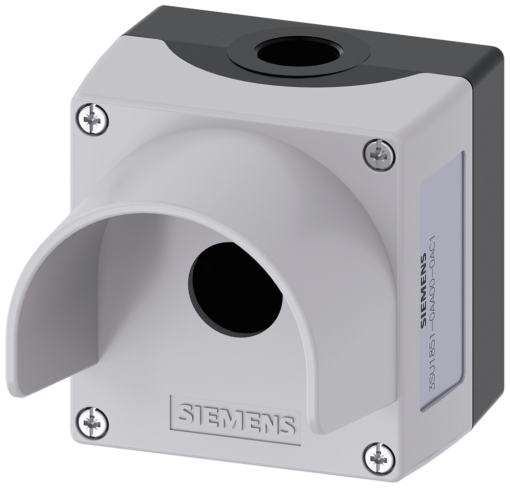 [Imagem do produto CARCAÇA PARA APARELHO DE COMANDO, 22MM, REDONDA, METAL, CINZA, 1 PONTO DE COM 3SU18510AA000AC1 SIEMENS]