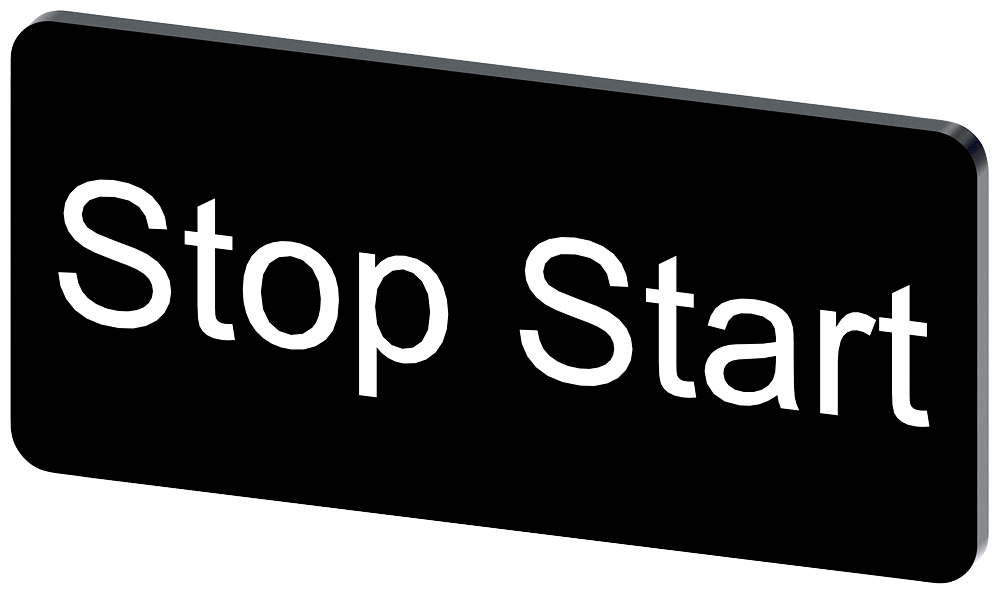 PLACA DE IDENTIFICAÇÃO 12,5X27MM PLACA PRETO INSCRIÇÃO: STOP START 3SU19000AC160DC0 SIEMENS
