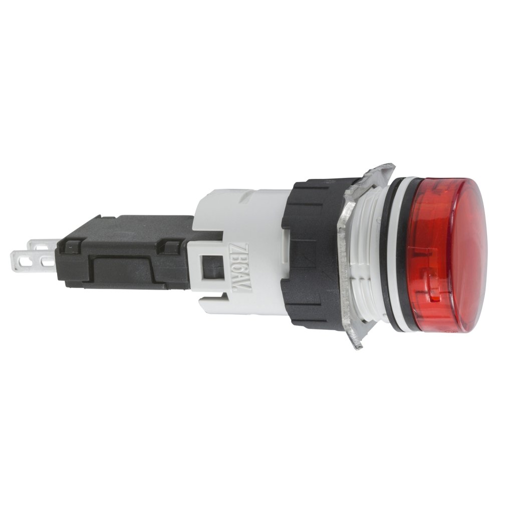 [Imagem do produto SINALIZADOR 16MM PLASTICO REDONDO LED 1224VCA CC VERMELHO XB6AV4BB SCHNEIDER]