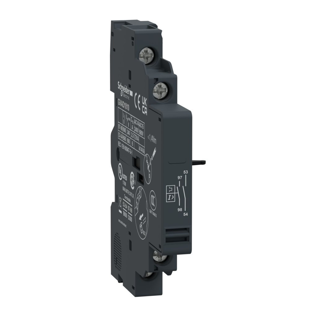 [Imagem do produto CONTATO DE SINALIZAÇÃO DE FALHA MAIS CONTATO AUXILIAR INSTANTÂNEO . GVAD1010 SCHNEIDER]