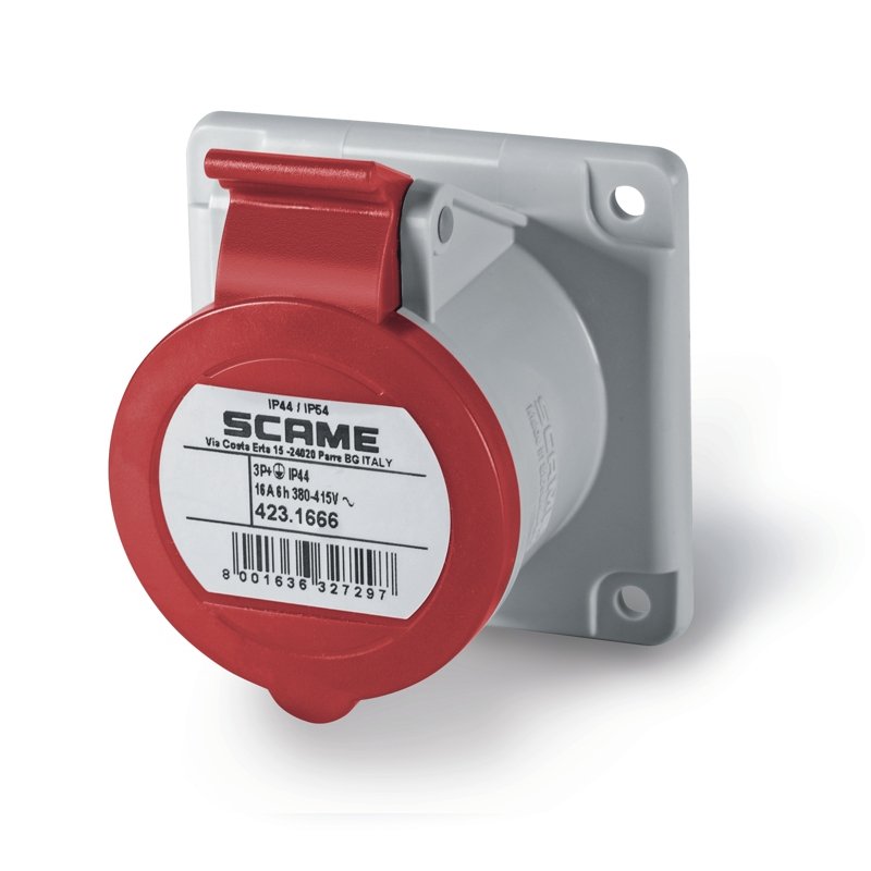 [Imagem do produto TOMADA DE EMBUTIR 3P+T IP44/IP54 16A 6H 423.1666/R SCAME]