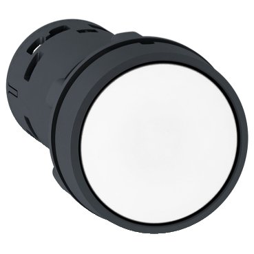 [Imagem BOTÃO MONOBLOCO Ø22MM PLÁSTICO RETORNO POR MOLA BRANCO NA XB7NA11 SCHNEIDER]
