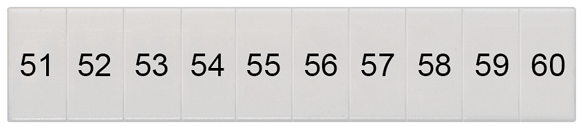 PLACA DE DESIGNAÇÃO, FRENTE, COM 51-60, VERTICAL, LARGURA DOS TERMINAIS: 5,2 MM 8WH81202AB55 SIEMENS