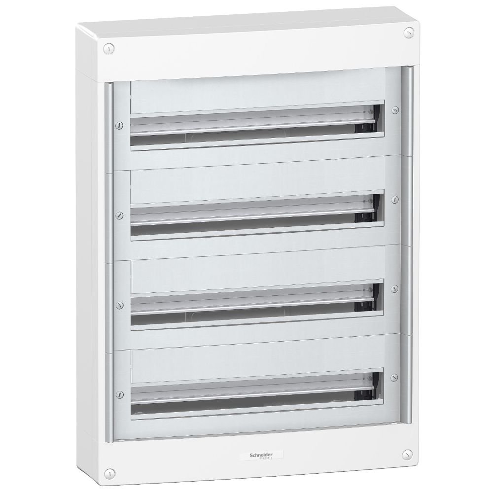 [Imagem QUADRO DE DISTRIBUIÇÃO PRAGMA SOBREPOR 4 FILAS 96 MÓDULOS PRA20424 SCHNEIDER]
