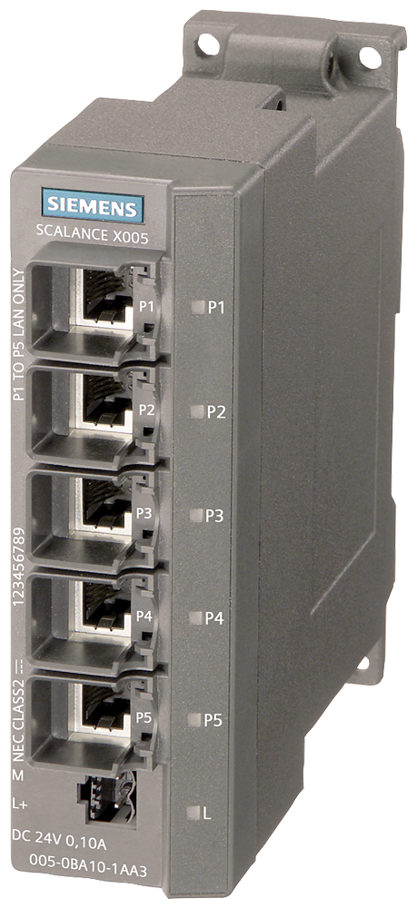 [Imagem SWITCH NÃO GERENCIÁVEL SCALANCE X005 5 PORTAS RJ45 6GK50050BA101AA3 SIEMENS]