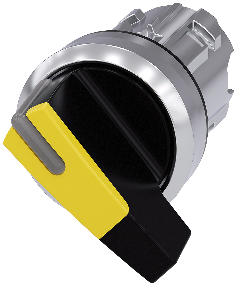 INTERRUPTOR COM MANÍPULO ILUMINÁVEL 22MM REDONDO METAL ALTO BRILHO AMARELO 3SU10522CF300AA0 SIEMENS