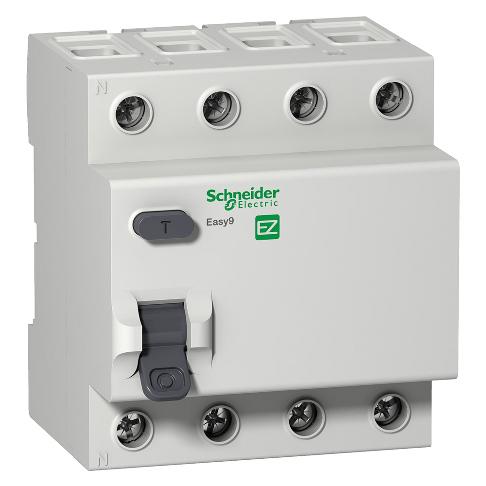 [Imagem INTERRUPTOR DIFERENCIAL RESIDUAL EASY9 RCCB 4P 40A 30MA TIPO AC 400V EZ9R06440 SCHNEIDER]