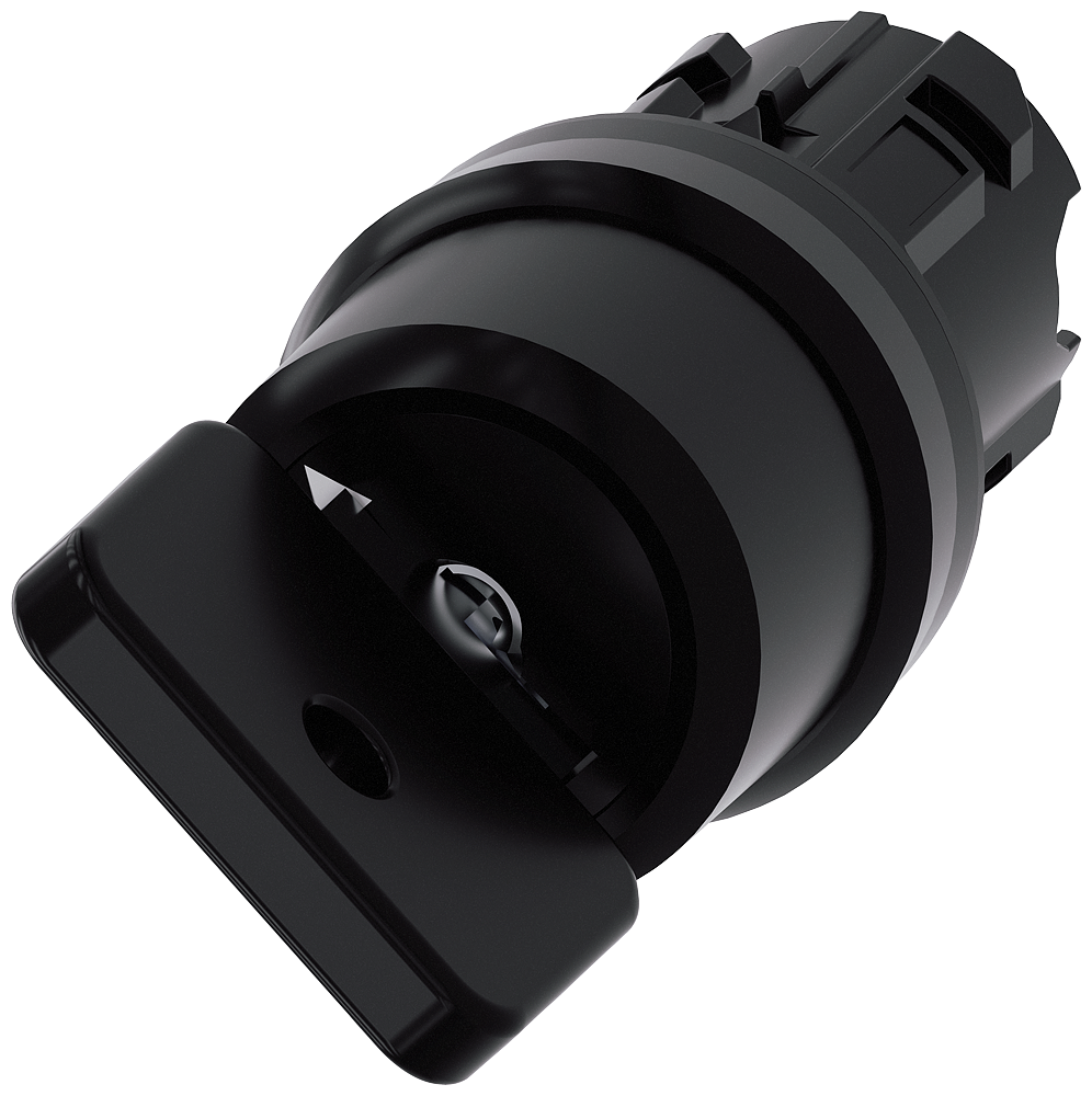 [Imagem do produto INTERRUPTOR DE CHAVE O.M.R, 22MM, REDONDO, PLÁSTICO, PRETO, RETIRADA DA CHAVE O 3SU10004HC010AA0 SIEMENS]