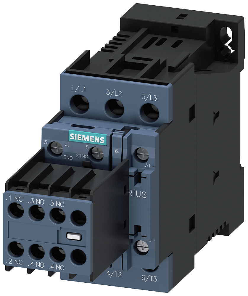 CONTATOR AC-3E 17 A/7,5 KW/400V 3 POLOS DC24V 3NA+2NF LIGAÇÃO COM PARA 3RT20251FB480ME1 SIEMENS