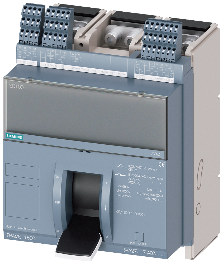 [Imagem SECCIONADOR DE CORTE EM CARGA DE MONTAGEM FIXA COM ALAVANCA BASCULANTE FRAME ... 3VA27805AA030AA0 SIEMENS]