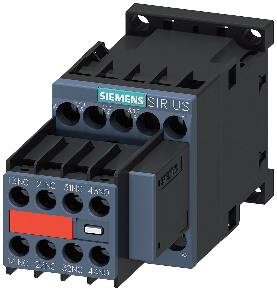 CONTATOR AC-3E 9 A/4 KW/400V 3 POLOS AC 230V 50/60HZ 2NA+2NF LIGAÇÃO 3RT20161CP043MA0 SIEMENS