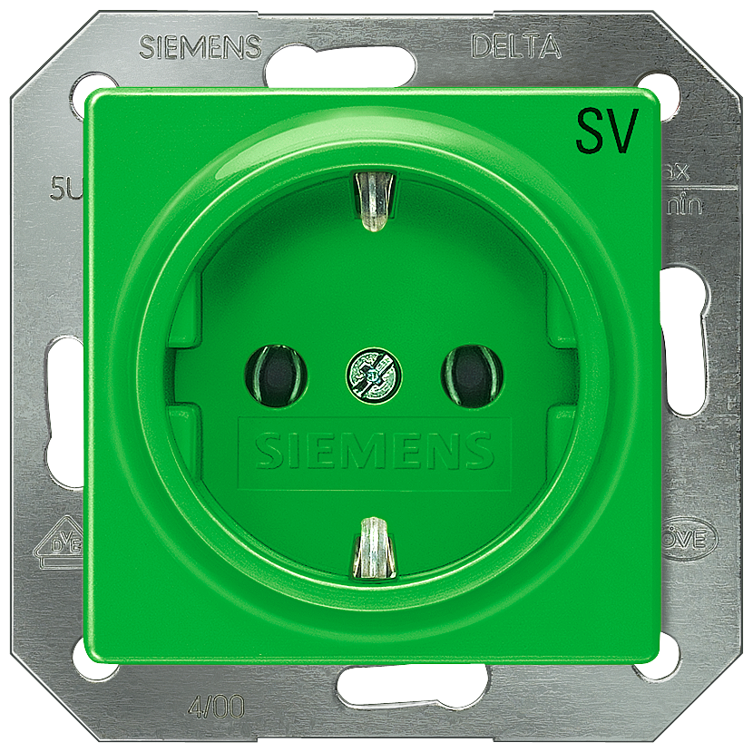TOMADA SCHUKO COM IMPRESSÃO SV VERDE 5UB1910 SIEMENS