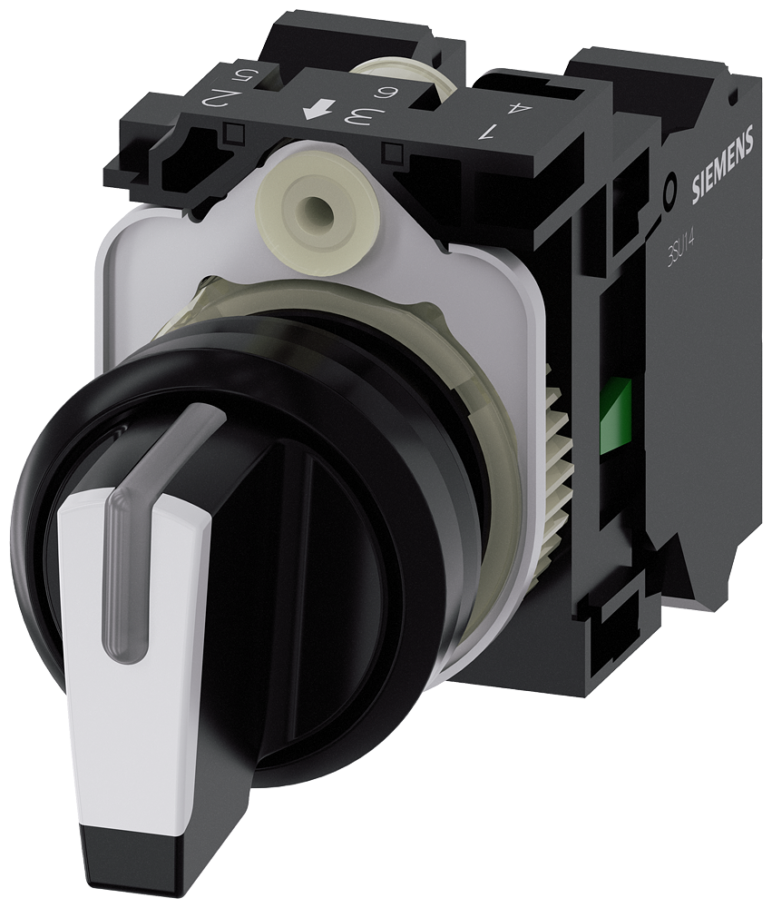 [Imagem do produto INTERRUPTOR COM MANÍPULO, ILUMINÁVEL, 22MM, REDONDO, PLÁSTICO, PRETO, BRANCO, 3SU11002BL603NA0 SIEMENS]
