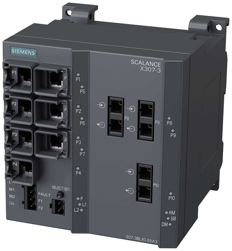 [Imagem SWITCH GERENCIADO 7 PORTAS RJ45 DE 10/100 MBIT/S 6GK53073BL102AA3 SIEMENS]