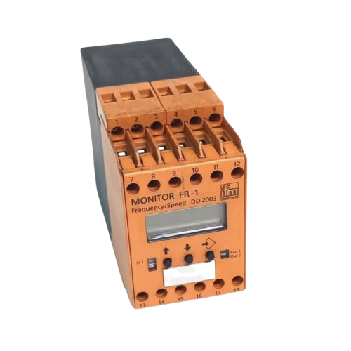 [Imagem MONITOR INDUSTRIAL PARA MEDIÇÃO DE FREQUÊNCIA(HZ) E VELOCIDADE (RPM) 2 SAÍDAS PARA RELÉ E DISPLAY MONITORFR1DD2001 IFM]