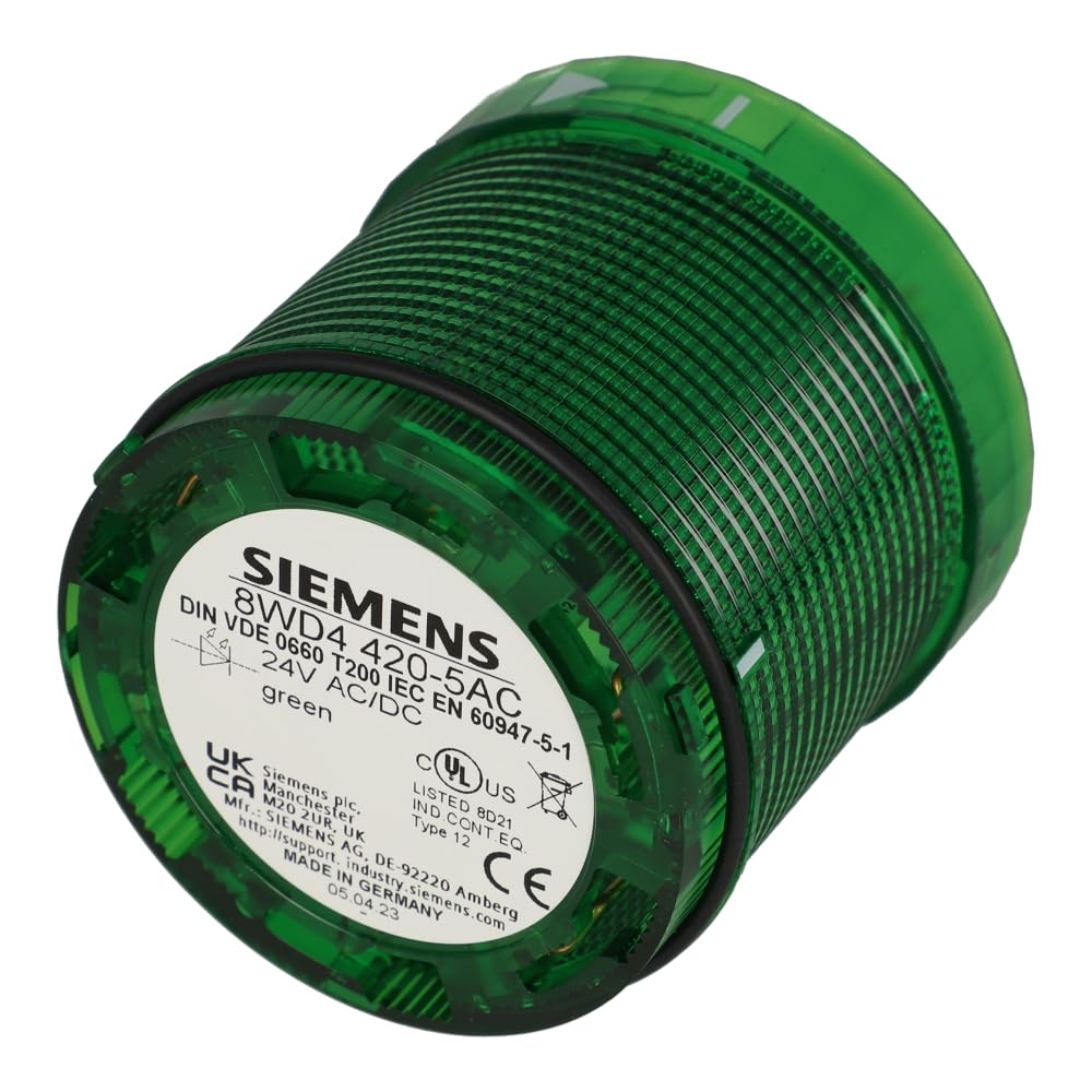 [Imagem ELEMENTO DE LUZ PERMANENTE COM LED VERDE CA/24VCC DIÂMETRO 70MM 8WD44205AC SIEMENS]