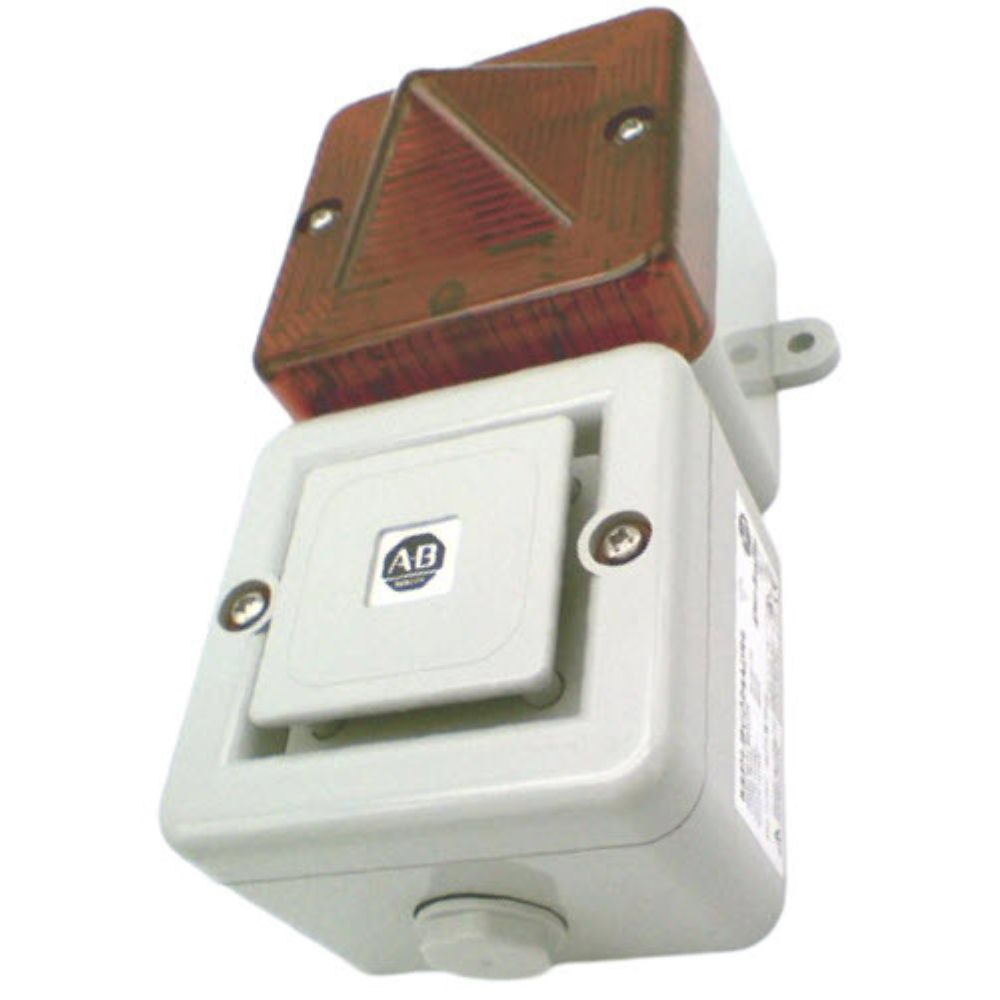 [Imagem SIRENE INDUSTRIAL CINZA COM SINALEIRO ESTROBOSCOPIO VERMELHO 855HBCD24ADR4 ROCKWELL ALLEN BRADLEY]