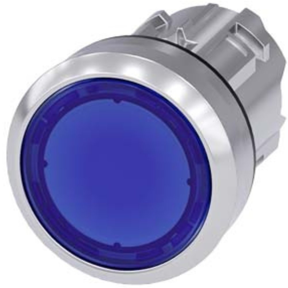 [Imagem BOTÃO FRONTAL METÁLICO LUMINOSO 22MM AZUL 3SU10510AB500AA0 SIEMENS]