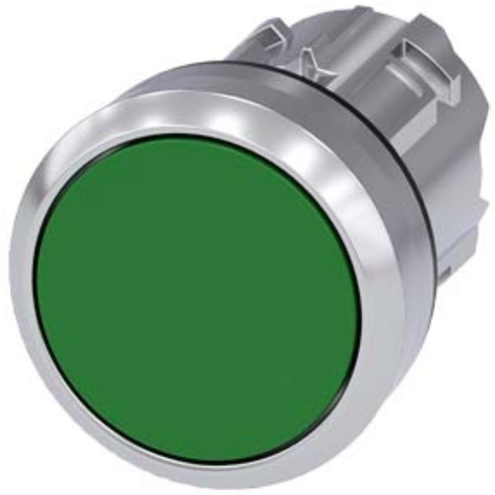 [Imagem BOTÃO DE PRESSÃO 22 MM REDONDO METÁLICO BRILHANTE VERDE 3SU10500AB400AA0 SIEMENS]