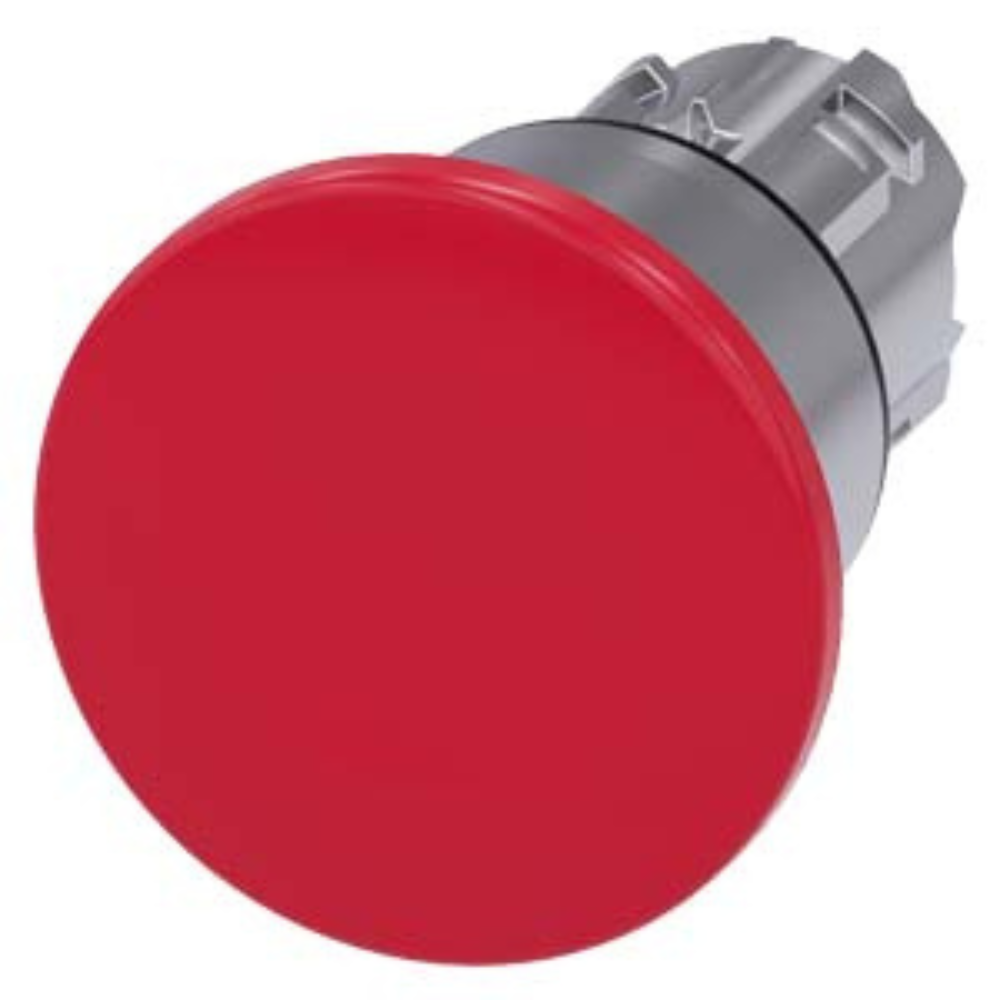 [Imagem BOTÃO DE PRESSÃO TIPO COGUMELO 22MM REDONDO METAL BRILHANTE VERMELHO 3SU10501BA200AA0 SIEMENS]