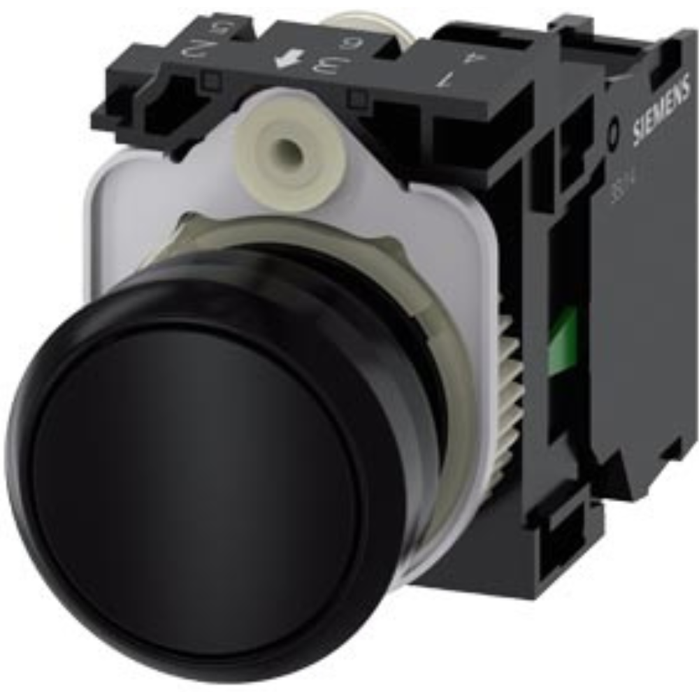 [Imagem BOTÃO DE PRESSÃO 22MM REDONDO PLÁSTICO COM SUPORTE 1NA PRETO 3SU11000AB101BA0 SIEMENS]