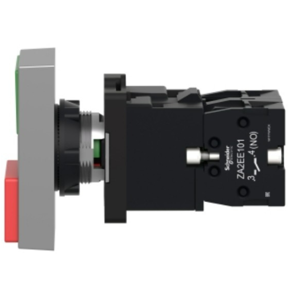 BOTÃO DUPLO Ø22MM PLÁSTICO RETORNO POR MOLA VER/VERMELHO COM SINALIZADOR BRANCO 220VCA XA2EW7L3741M5 SCHNEIDER eletrica-botao-XA2EW7L3741M5 (3).png