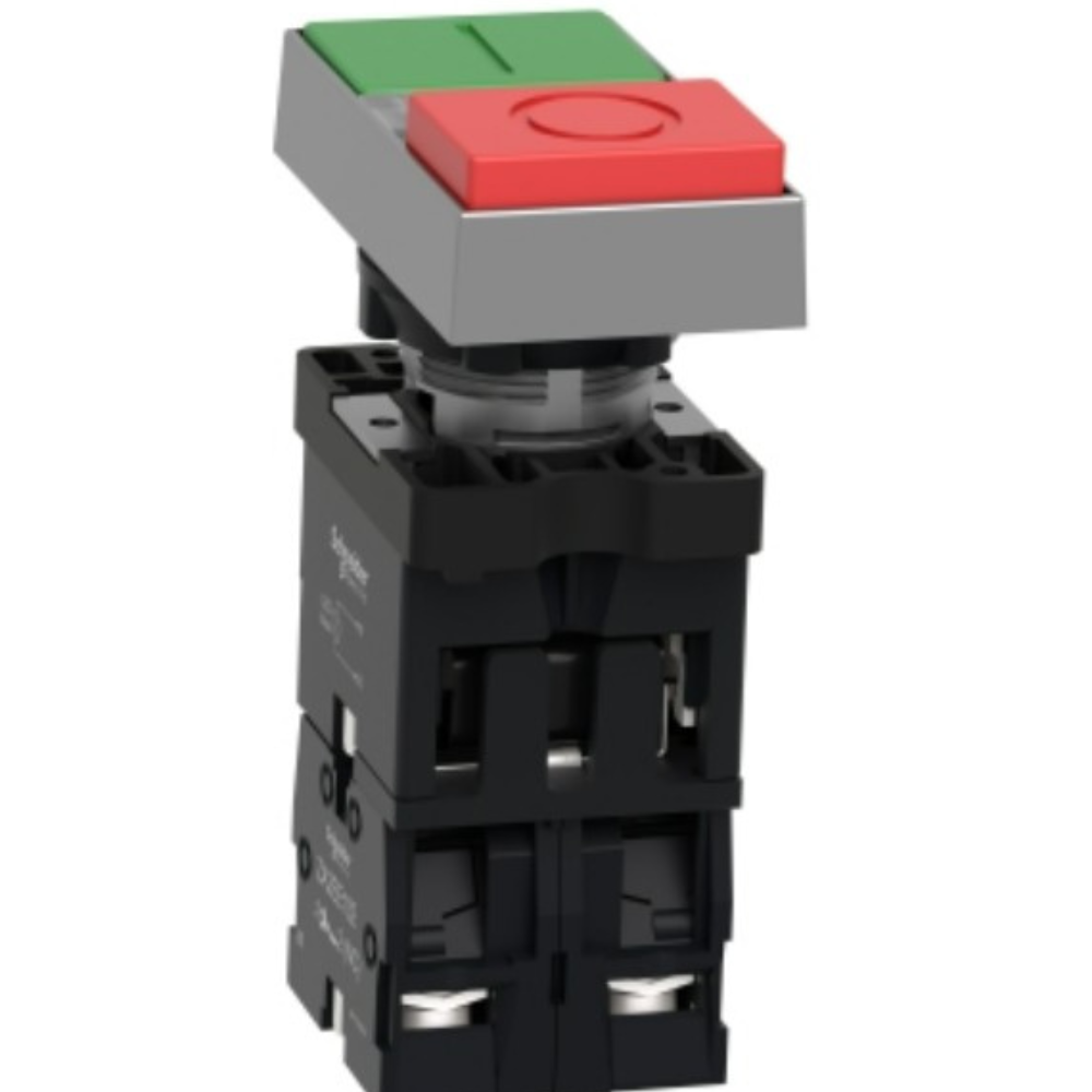 BOTÃO DUPLO Ø22MM PLÁSTICO RETORNO POR MOLA VER/VERMELHO COM SINALIZADOR BRANCO 220VCA XA2EW7L3741M5 SCHNEIDER eletrica-botao-XA2EW7L3741M5 (4).png