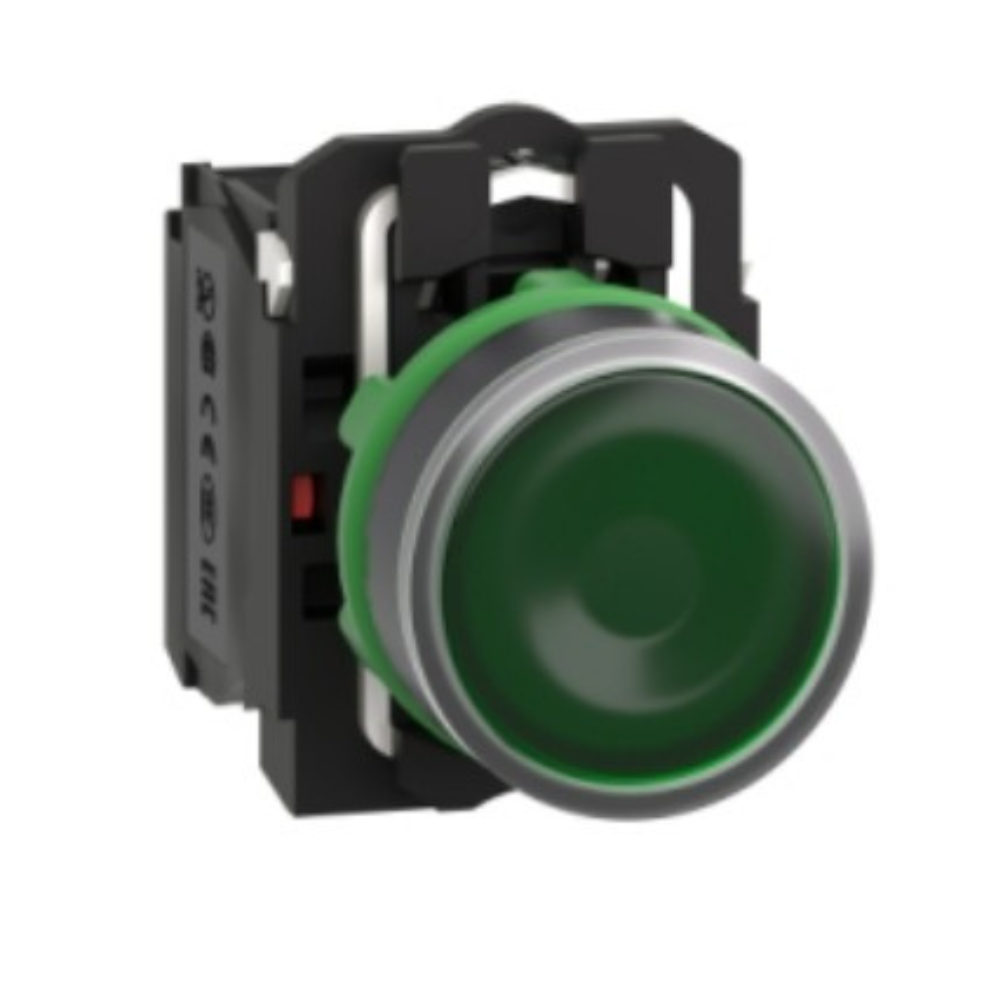 [Imagem BOTÃO LUMINOSO Ø22MM PLÁSTICO RETORNO POR MOLA VERDE NA+NF 24VCA/CC XB5AW33B5 SCHNEIDER]