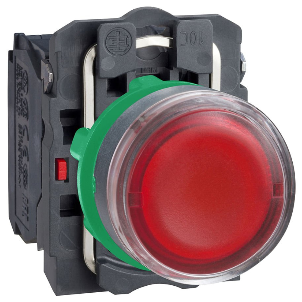 [Imagem BOTÃO PLÁSTICO LUMINOSO 22MM VERMELHO 24VCA/CC 1NA+1NF RETORNO POR MOLA XB5AW34B5 SCHNEIDER]