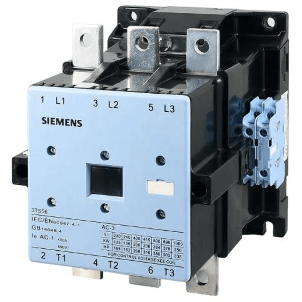 [Imagem CONTATOR TRIPOLAR 400A 220VCA 50/60HZ 2NA+2NF 3TS56220AN2 SIEMENS]
