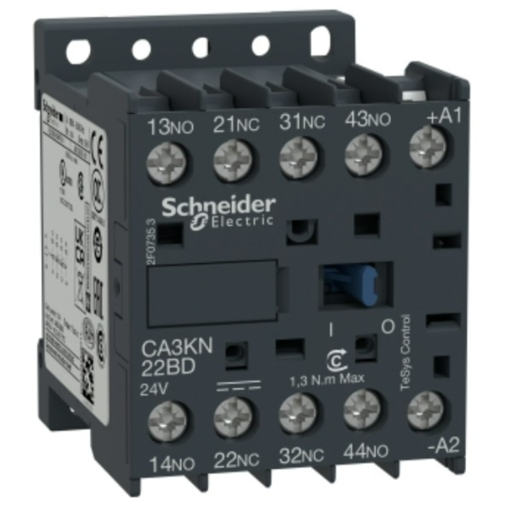 [Imagem CONTATOR AUXILIAR TESYS K 2NA+2NF 24VCC CA3KN22BD SCHNEIDER]