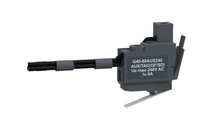 [Imagem do produto CONTATOR AUXILIAR DISJUNTOR GOPACT MCCB 400/800 1 CONTATO NA/NF STATUS DO DISJUNTOR OF/SD G4080AUX240 SCHNEIDER]