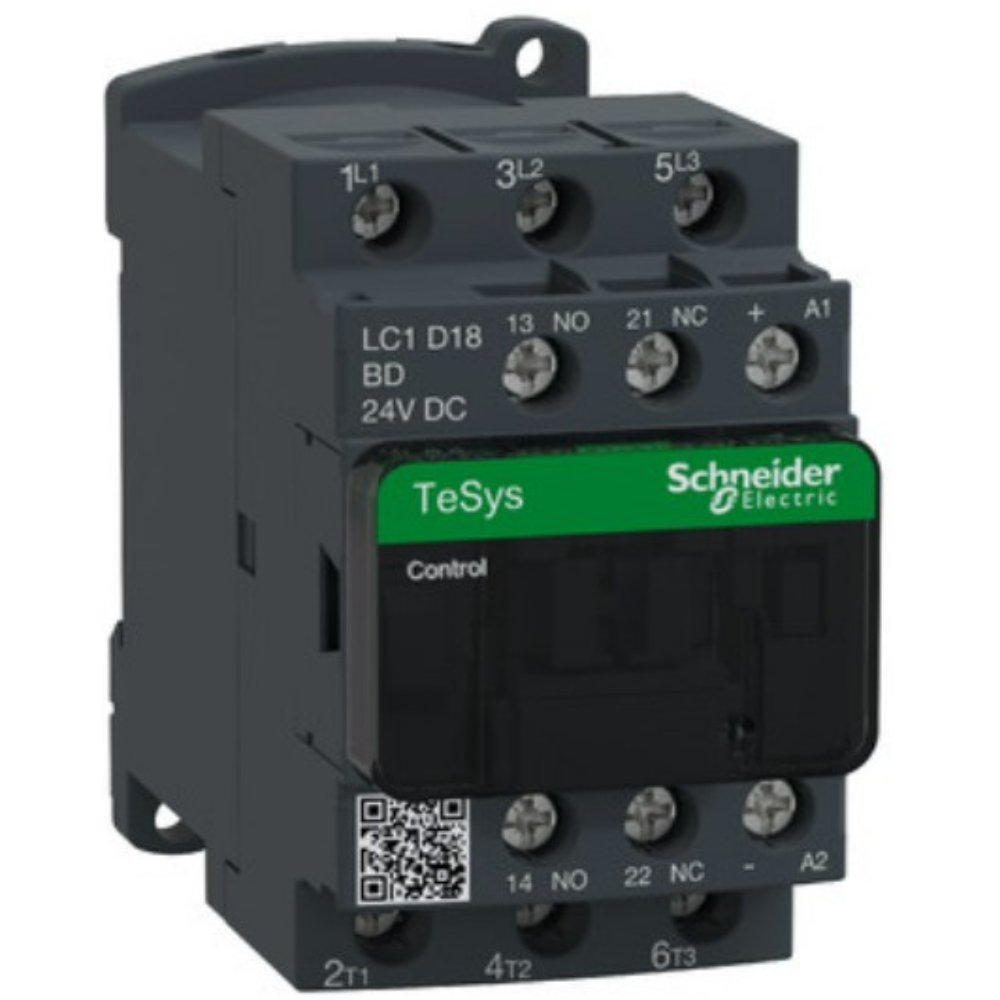[Imagem CONTATOR TRIPOLAR 18A 1NA+1NF 24VCC LC1D18BD SCHNEIDER]