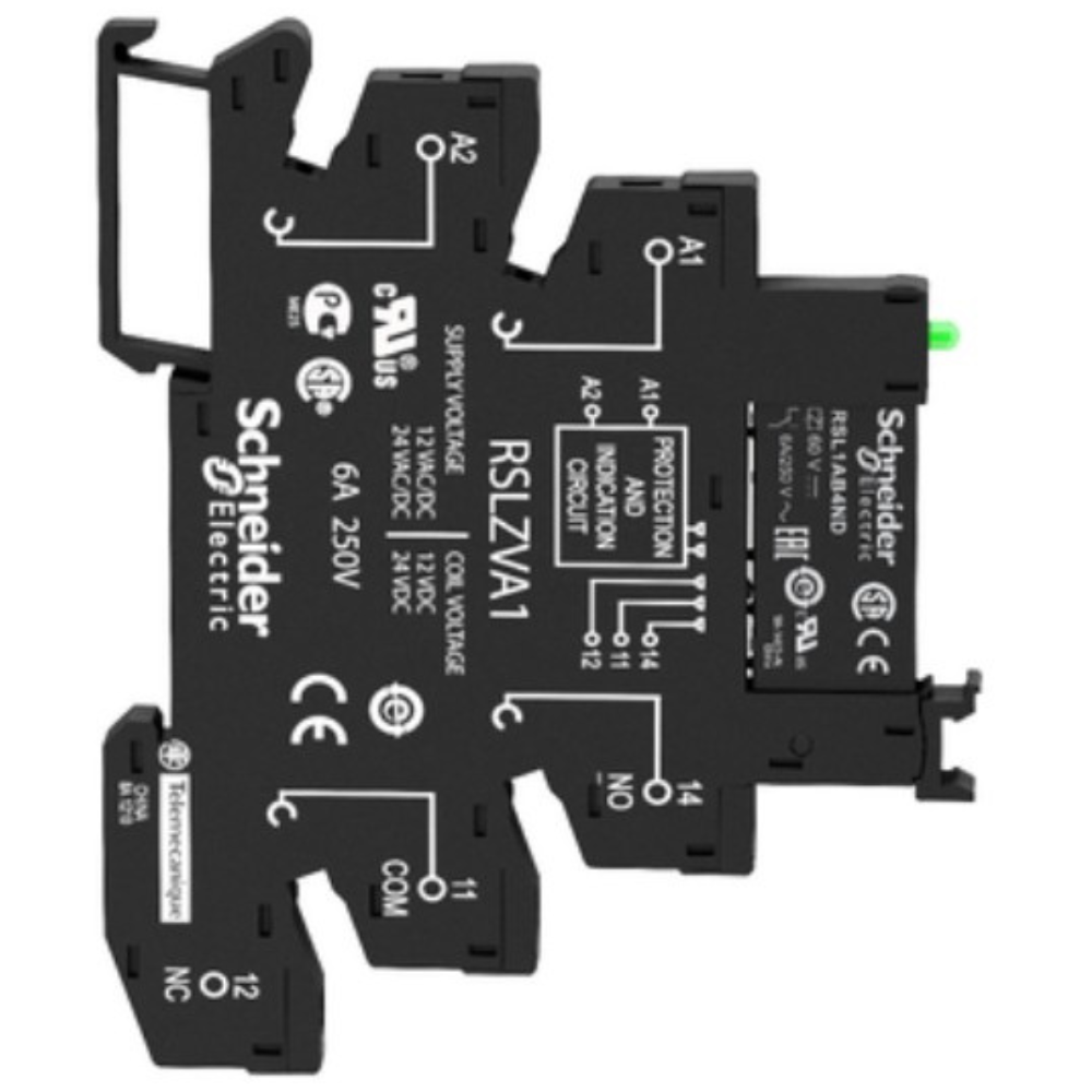 RELE INTERF SLIM MONTADO 1C/O 24VCC/CA - RSL1PVBU SCHNEIDER eletrica-rele-RSL1PVBU (2).png