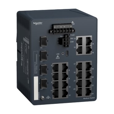 [Imagem MODICON MANAGED SWITCH 20 PORTS FOR COPPER + 4 GIGABIT SFP MCSESM243F4LG0 SCHNEIDER]