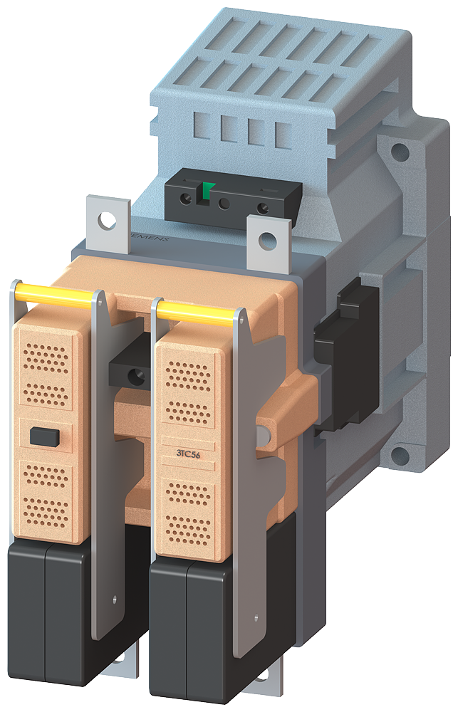 [Imagem do produto CONTATOR TAM. 12, DE 2 POLOS CC-3 E 5, 400A INTERRUPTOR AUXILIAR 22 (2NO+2NC) 3TC56170AF4 SIEMENS]