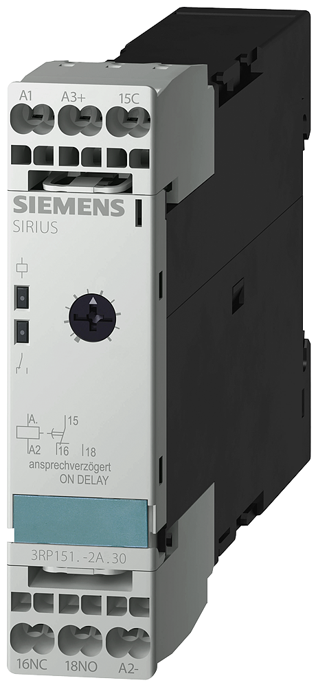 RELÉ DE TEMPO MULTIFUNÇÃO 1W ATRASO NA RESP 1 FAIXA TEMPORAL 1,5-30S 3RP15122AP30 SIEMENS