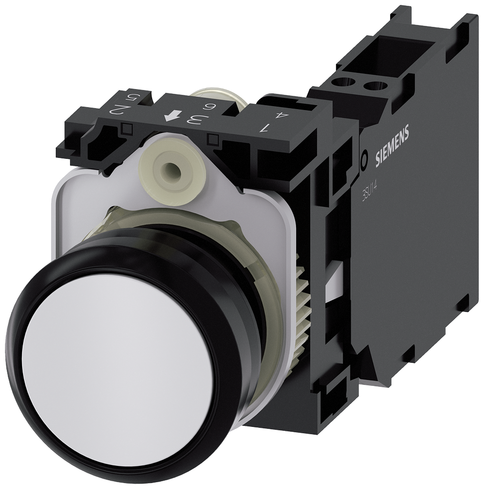 BOTÃO 22 MM REDONDO PLÁSTICO BRANCO BOTÃO DE PRESSÃO PLANO R 3SU11000AB603FA0-ZY10 SIEMENS