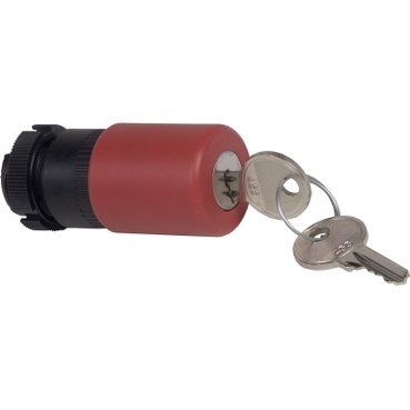 [Imagem CABEÇOTE PARA BOTÃO DE EMERGÊNCIA Ø22MM PLÁSTICO CHAVE PARA DESTRAVAR COGUMELO Ø30MM VERMELHO ZA2BS934 SCHNEIDER]