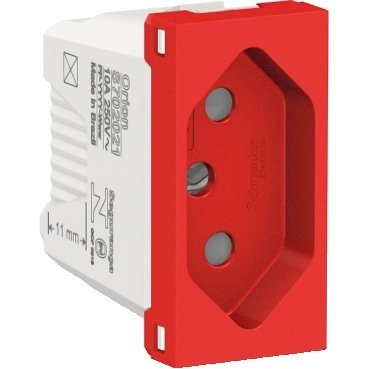 [Imagem MÓDULO TOMADA 2P+T 10A ANTIBACTERIANO VERMELHA ORION S70202134 SCHNEIDER]