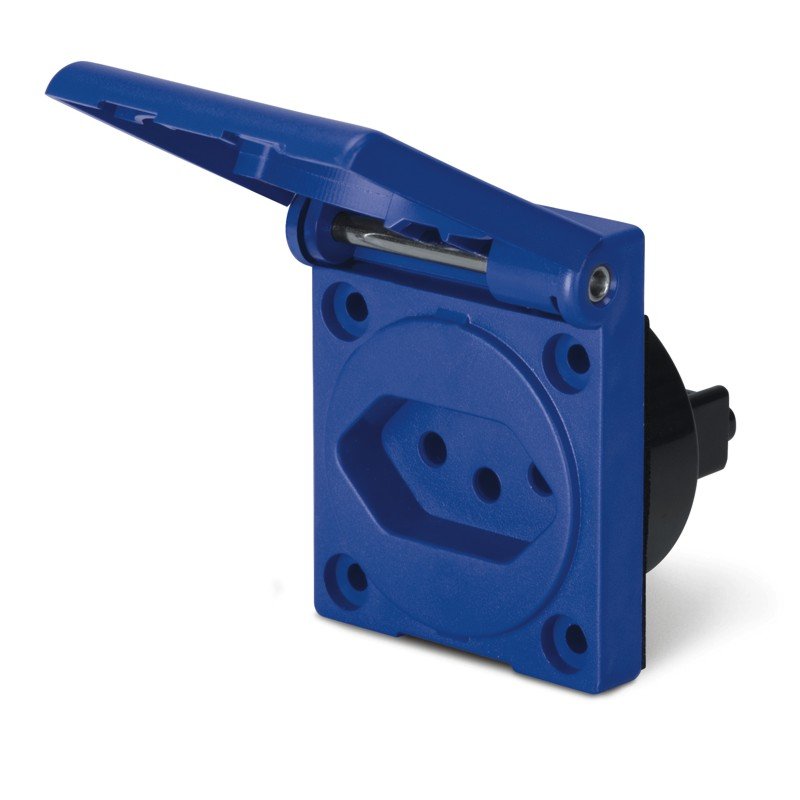 [Imagem TOMADA DE EMBUTIR PADRÃO BRASIL 20A AZUL (FL.50X60) 570.2092 SCAME]