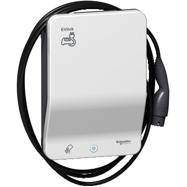 [Imagem CARREGADOR VEICULAR EVLINK SMART WALLBOX - 22 KW - CABO T2 ACOPLADO - RFID SCHNEIDER]