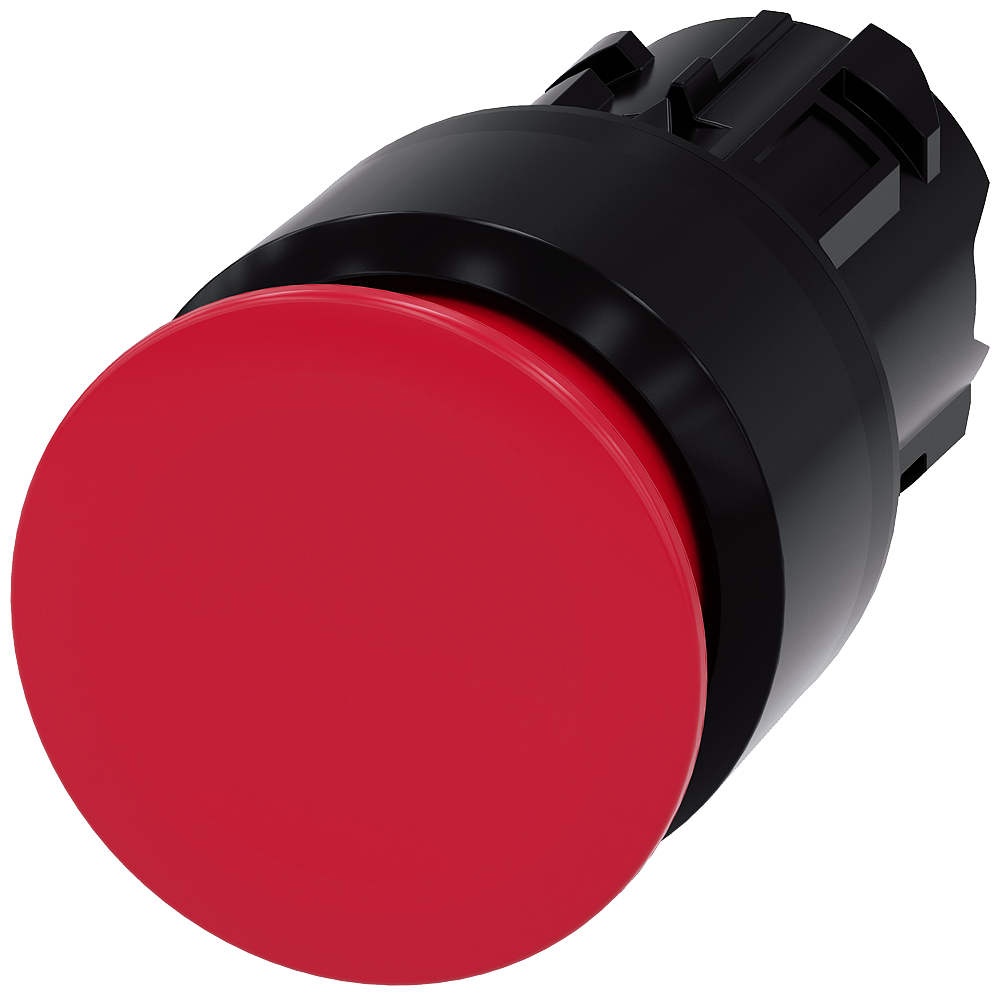 BOTÃO TIPO COGUMELO 22 MM REDONDO PLÁSTICO VERMELHO 30 MM DE ENCAIXE D 3SU10001AA200AA0-ZX90 SIEMENS