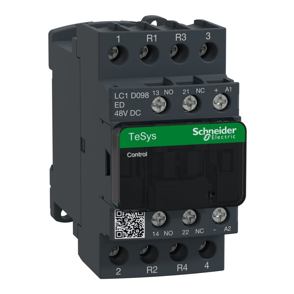 [Imagem do produto CONTATOR TETRAPOLAR TESYS DECA 2PNA E 2PNF 9A 1NA+1NF 48VCC LC1D098ED SCHNEIDER]